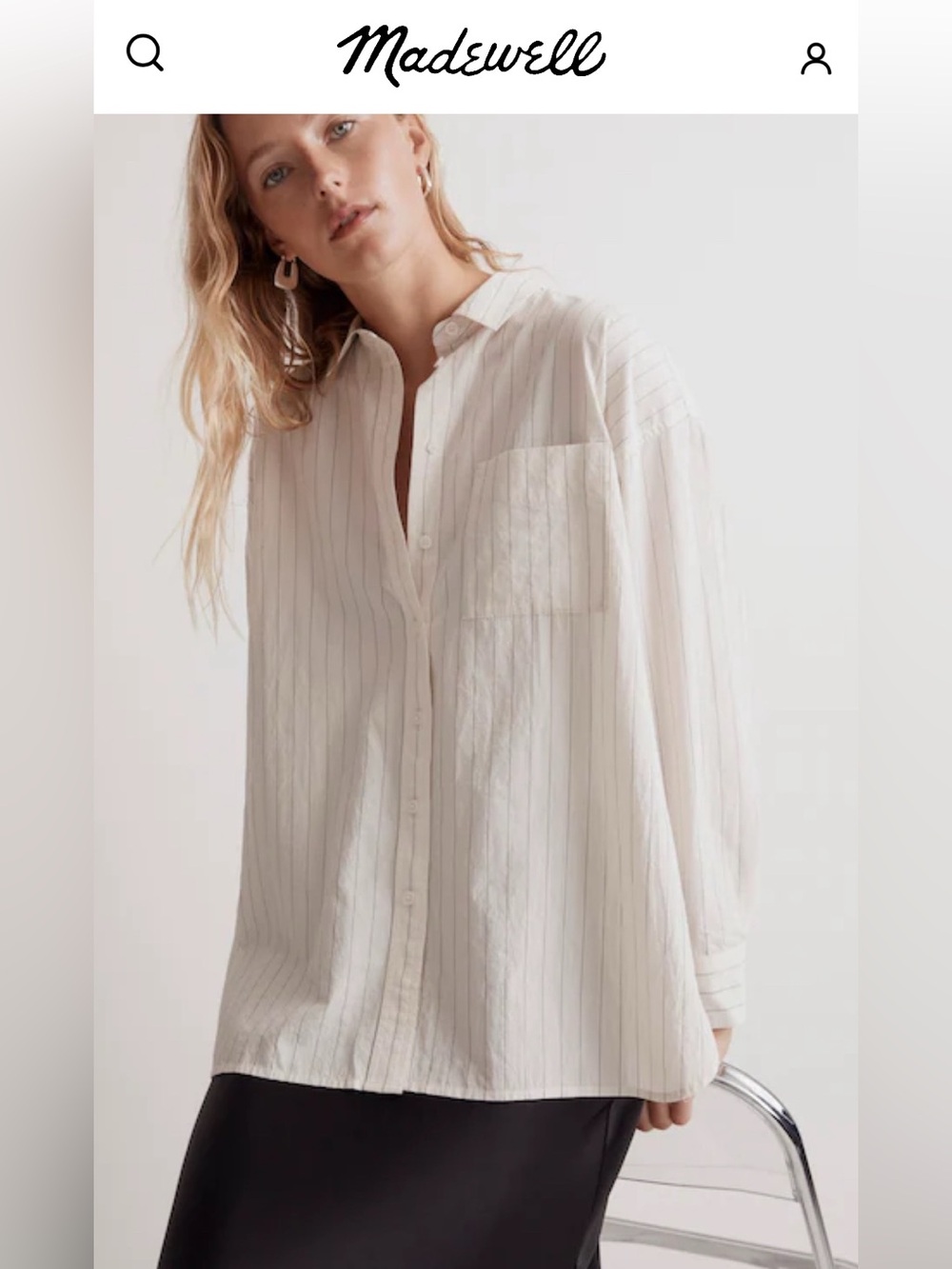Madewell Signature Poplin Oversized Striped Shirt Size Medium NWT! SOLD OUT